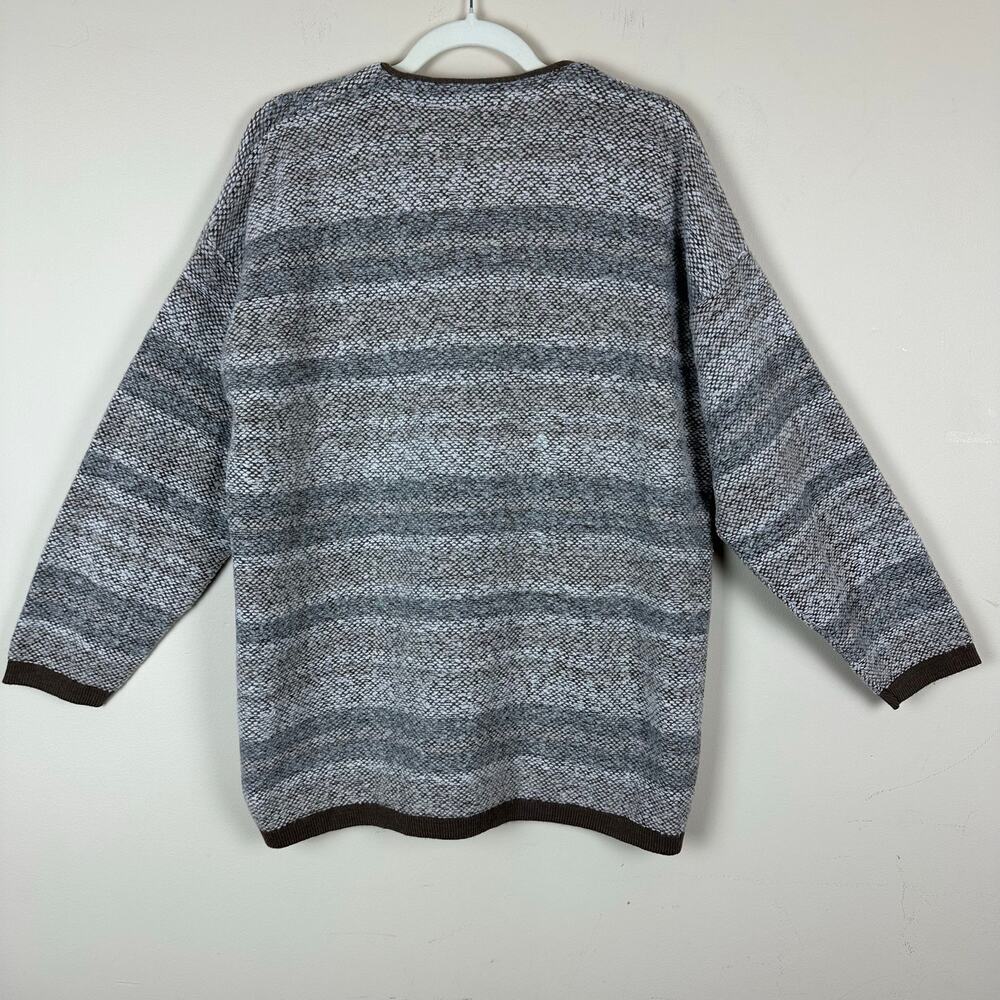 Maglia Donna Italy Wool Angora Cardigan Sweater Brown Size M Euro Chic Layer 90s - Picture 3 of 8